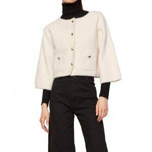 NEW ADROIT ATELIER bronte buttoned front cardigan with patch pockets in cream